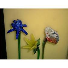 Shipped with usps priority mail. 3 Long Stem Hand Blown Glass Flowers 1520506