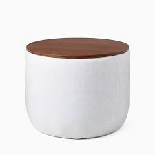 These kinds of patio ottomans can serve as a seat or a storage bin! Upholstered Round Storage Ottoman