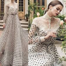 Adelaide High Neck Structured Lace In Polka Dot Evening Gown Polka Dot Evening Dresses Long Sleeve Evening Dresses Evening Dresses