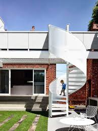 The straight line style means that the stairs don't require any type of special support and just needs to be connected on top and the bottom. Interview Architects Eat Australian Designers Est Living Stairs Design Exterior Stairs Spiral Stairs Design