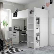 Smastad Loft Bed White White With Desk With 4 Drawers Ikea