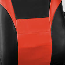 FH Group FH-PU003115 Racing PU Leather Car Full Set Seat Covers, Airbag  Ready and Split, Tangerine/Black Color