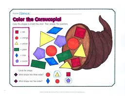 Kids Identify Shapes And Follow A Color Key To Complete The Picture Then Answer Questions This Practice Page Has Many Appli November Math Math Practices Math
