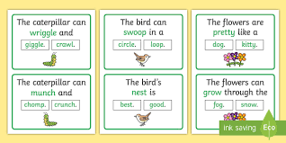 Cvc a&e matching match up. Black And White The Caterpillar Can Rhyming Sentence Word Cards