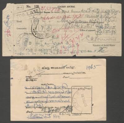 India Travancore State collection of postal receipts, interesting postmarks (22) | eBay