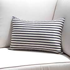 Outdoor cushions dress your favorite patio chairs , chaises or benches in decorative colors and patterns. Blue And White Striped Outdoor Pillows Navy Pinstriped Lumbar Pillow