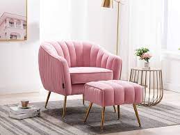 amazon com altrobene accent chair ottoman set modern club chair with footstool velvet upholstered cur chair and ottoman set chair and ottoman accent chairs