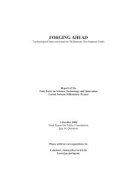 English download a sample report. Pdf Forging Ahead Technological Innovation And The Millennium Development Goals