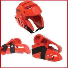 Details About Proforce Sparring Gear Set Guards Head Helmet Hand Foot Red Karate Tkd Pads New