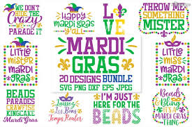 Mardi gras has long combined the activities of wild streets, open to everyone with events organized by private clubs known as krewes. Mardi Gras Svg Bundle Of 20 Designs Dxf Png Cutting Files 212145 Cut Files Design Bundles