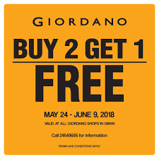 Hurry Visit Your Nearest Giordano Store And Avail Our Amazing Buy 2 Get 1 Free Offer Valid Only In Oman From May 24th To June How To Apply May 24 Conditioner