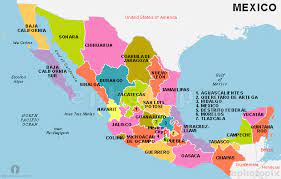 State of mexico map royalty free vector image vectorstock. Mexico States Map States Map Of Mexico Emapsworld Com