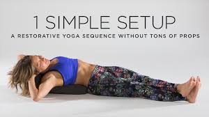 One Simple Setup A Restorative Yoga Sequence Without Tons Of Props Restorative Yoga Sequence Yoga Sequences Restorative Yoga Poses