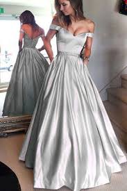 Gray Satins Off Shoulder Long Prom Dress Long Formal Dress Simple Prom Dress Formal Dresses Prom Dresses