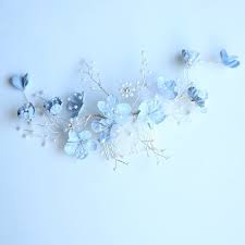The emmy london hair decoration collection consists of an array of different bridal styles, inspired by flowers, architecture and the romantic art deco era. Fashion Blue Flower Wedding Hair Jewelry Pearl Women Hair Ornaments Headpiece Bridal Hairpins Handmade Headband Vine Hair Jewelry Aliexpress
