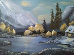 Snowy Mountain Cabin Painting By Kelly Greer