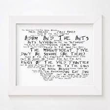 Adam And The Ants Kings Of The Wild Frontier Album Adam And The Ants Kings Of The Wild Frontier Noir Paranoiac Limited Edition Typography Lyrics Art Print Sign Typography Art Print Lyrics Art Poster Wall Art