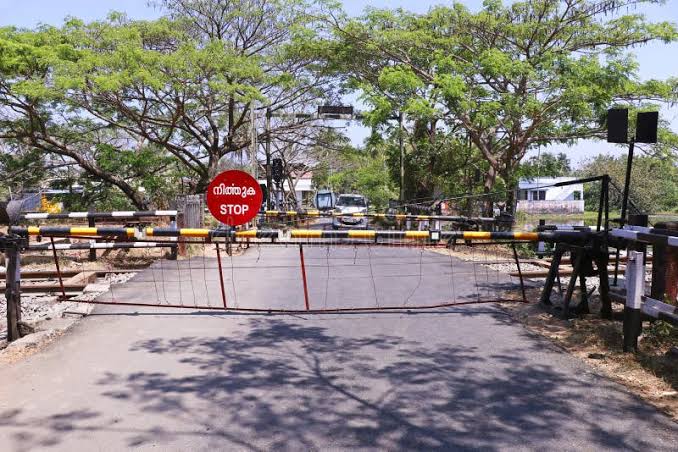 Indian Railway Level Crossing Gates with Stop Board Stock Photo - Image of attention, indian: 215378442