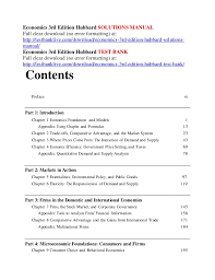 Economics 3rd Edition Hubbard Solutions Manual