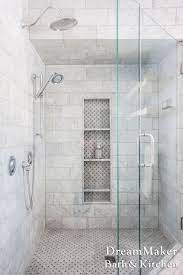 Marble Tile Shower Chrome Fixtures Mosaic Accent Tile Shower Accent Tile Trendy Bathroom Tiles Gray Tile Bathroom Shower