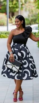 Black And White African Print Styles Off The Shoulder Gla African Fashion African Fashion Dresses African Attire