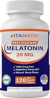 Vitamatic Melatonin 20mg Tablets | Vegetarian, Non-GMO, Gluten Free | HIGH Potency 20 MG | Natural Berry Flavor 120 CAPSULE : Amazon.in: Health & Personal Care