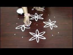 Kolam Designs With 7 To 1 Straight Dots Muggulu Designs With Dots Easy Rangoli Designs With Dots Youtu Rangoli Border Designs Muggulu Design Simple Rangoli