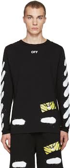 Black And White Long Sleeve T Shirt Off White Black Diagonal Spray Long Sleeve T Shirt Off White Cloth T Shirt Off White Long Sleeve Long Sleeve Long Sleeve Tshirt