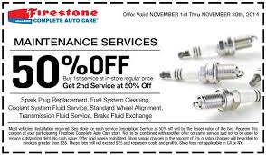 Firestone 50 Off Maintenance Services Coupon November 2014 Car Care Wheel Alignment Coupons