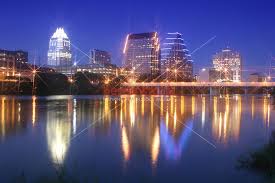 Austin Texas Downtown Night City Skyline With Lights Reflecting On The Glass Like Still Waters Of Townlak Austin Nightlife City Lights At Night Austin Skyline
