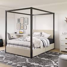 Little Seeds Sparrow Canopy Bed With Storage Black Ivory Full Size Walmart Com Twin Size Bedding Canopy Bed Frame Black Canopy Beds