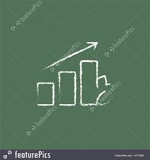 Bar Graph With Leaf Icon Drawn In Chalk Stock Illustration