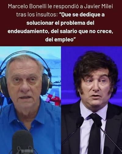 Marcelo Bonelli le respondió a Javier Milei tras los insultos: “Que se dedique a solucionar el problema del endeudamiento, del salario que no crece, del empleo” https://radiomitre.cienradios.com/videos/marcelo-bonelli-le-respondio-a-javier- milei-tras ...