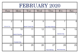 February Calendar 2020 With Holidays February February2020 Februaryholidays Februarycalendar February Calendar February Holidays Calendar Template