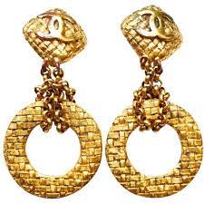 pre owned chanel vintage season 80 s ex lg woven dangle earrings 1 525 cny liked on polyvore featuring jewe chanel jewelry chanel earrings vintage chanel