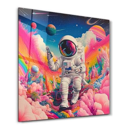 Floating in a Psychedelic Dreamscape Glass Wall Art | ArtDesigna L (32"x32")