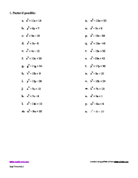 Worksheet will open in a new window. Factoring Trinomials A 1 Worksheets Teaching Resources Tpt