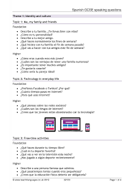 Spanish Gcse Speaking Questions