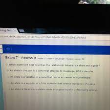 Which Statement Best Describes The Relationship Between An Allele And A Gene Brainly Com