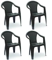 Free shipping on orders over $75. Patio Chairs 4 Rattan Garden Chairs Stackable Plastic Outdoor With Arms Black Ebay