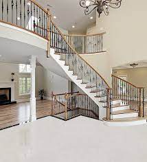 White Flooring 12mm Creme Royale Marble Forna Staircase Design House Staircase Foyer Design