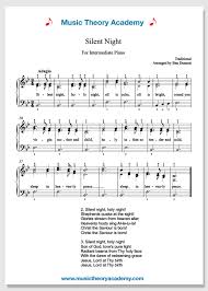 Score,solo part sheet music by franz xaver gruber: Silent Night Music Theory Academy Easy Piano Sheet Music Download