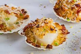 The scallops should be opaque, taken on a brown colour and with roasting flavours. Breaded Stuffed Scallops Scallops In Shell Bake It With Love