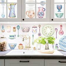 5 out of 5 stars. Diy Hand Painted Cartoon Tableware Bowl Decorative Sticker Kitchen Window Fridge Self Adhesive Sticker Cabinet Decals Wish