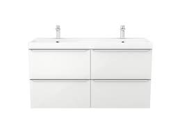 Media.castorama.fr goodhome imandra 120 : Goodhome Imandra Gloss White Wall Mounted Vanity Basin Cabinet W 1200mm H 600mm Diy At B Q