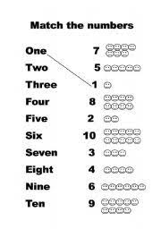 English Worksheet Match Numbers One To Ten Number Words Worksheets English Worksheets For Kids Teaching Numbers
