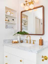 I need a medicine cabinet in my tiny bathroom, but if i add a second bath, i plan to do a big round mirror (over a single vanity because i live in a small space). 20 Stylish Bathroom Mirror Ideas Hgtv