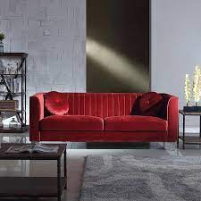 A red sofa is new sofa ideal for a contemporary living room, and the look works best when you mix if the sofa color is a lighter red, then consider using something a little darker (or a lot darker for a bolder. Velvet Red Sofa With Stainless Steel Legs Empirio