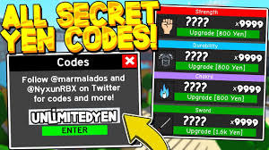All Secret Yen Power Codes In Anime Fighting Simulator Roblox Youtube
