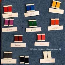 Colour Box 2 Matching Secondary Colours And As An Extension Labelling Them For The Non Reading Chi Montessori Lessons Montessori Sensorial Montessori School